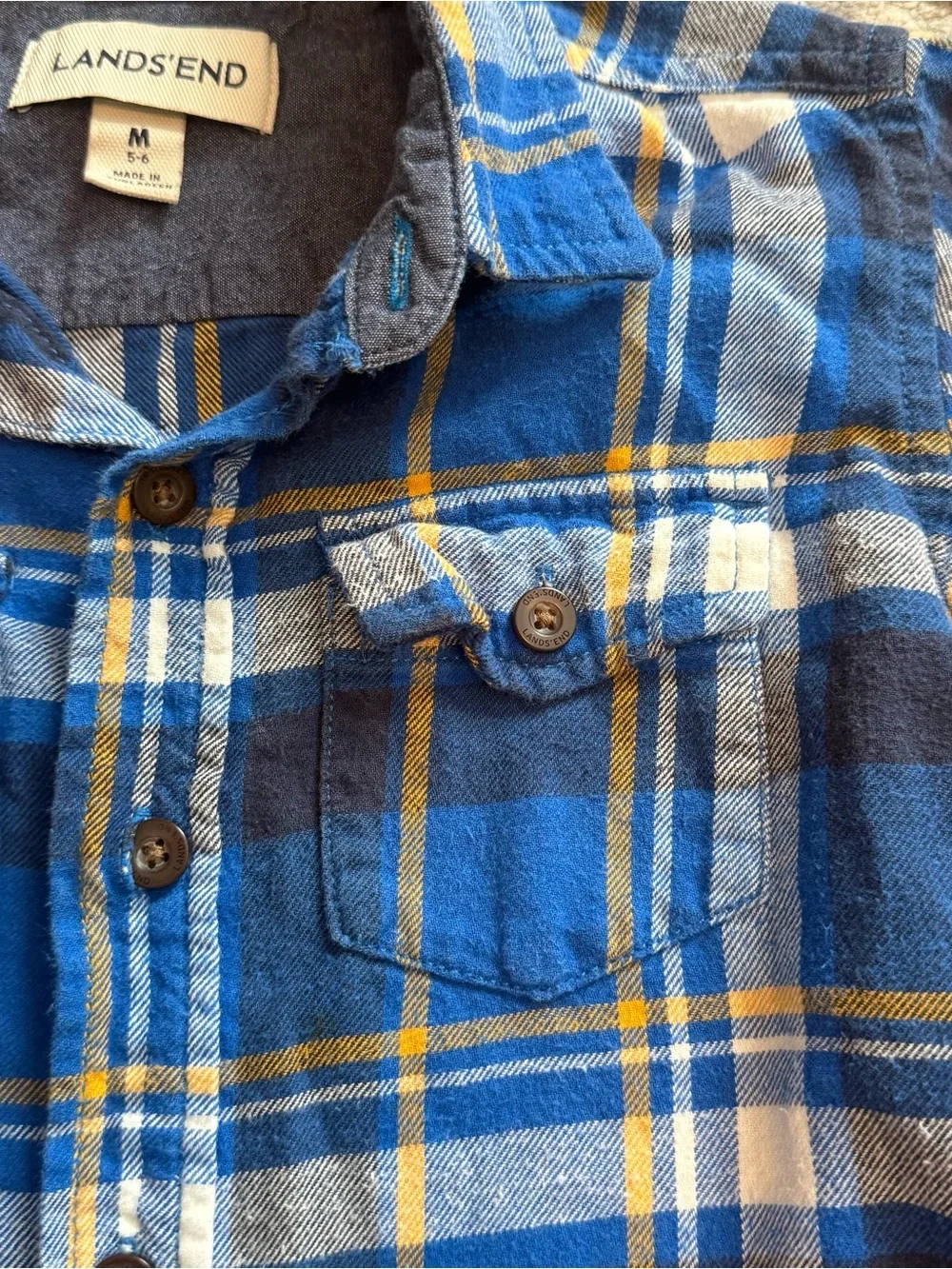 Lands' End Boys Flannel Shirt Medium 5-6 Plaid
